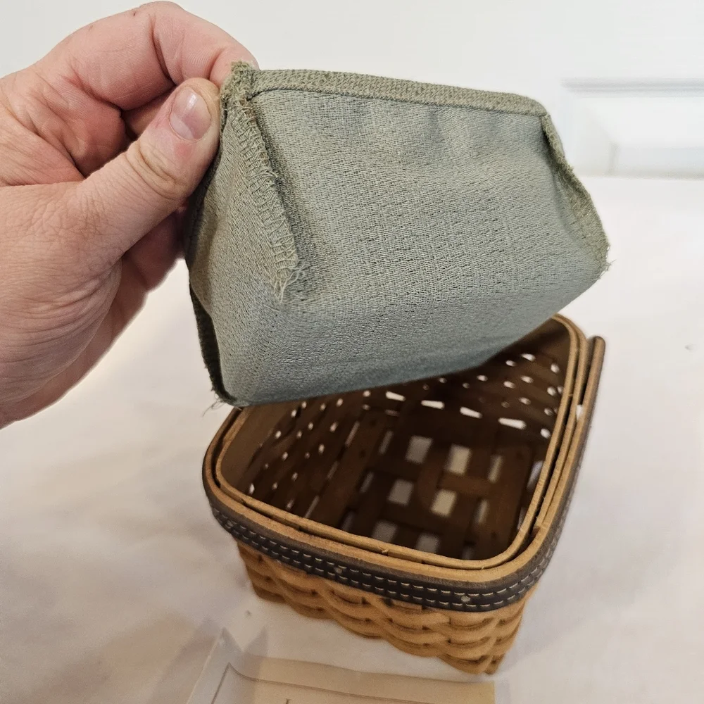 Longaberger 2003 Vintage Fathers Day Pocket Change Basket Leather Trim Woven